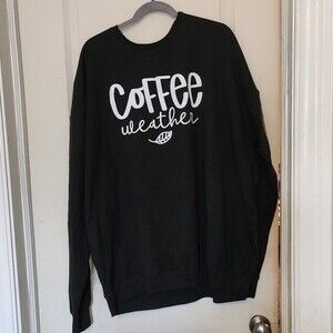 NWOT Tultex Coffee Weather Black and White Graphic Sweatshirt 3X